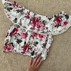 Floral print off the shoulder top